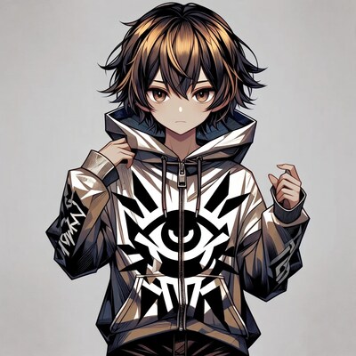Anime boy in eye hoodie