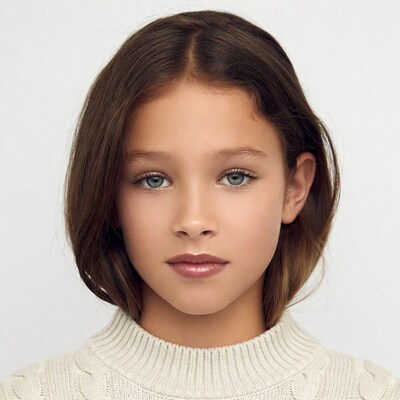 Young girl with brown hair green eyes