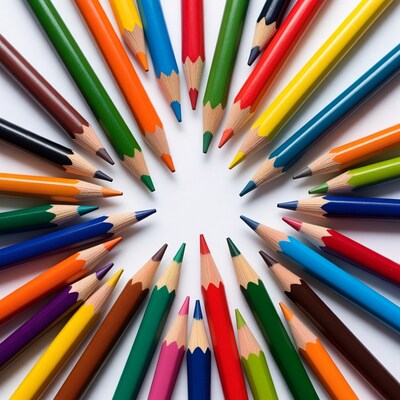 Colorful Pencils Arranged in Circle