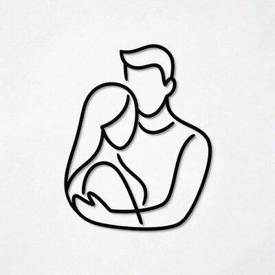 Man hugging woman line art