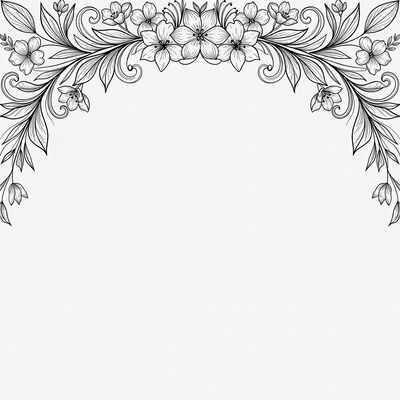 Floral Line Art Border Design