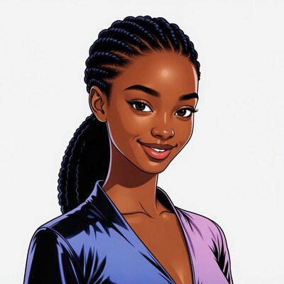 African-American woman with braids illustration