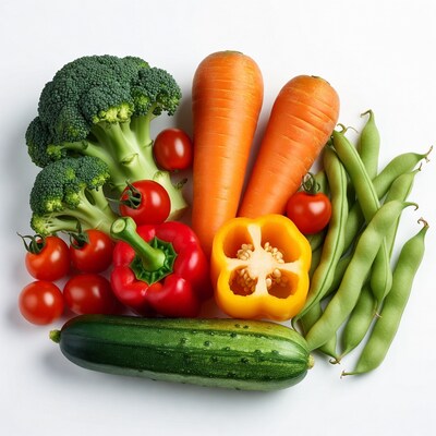 Fresh vegetables on white background