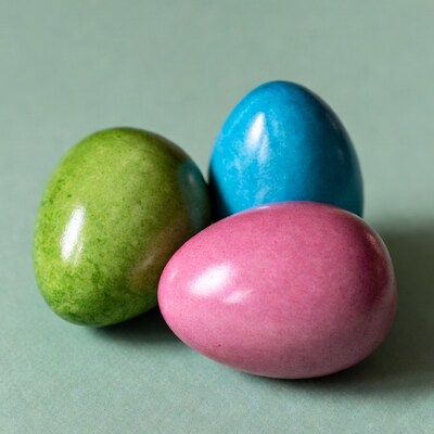 Three colorful Easter eggs