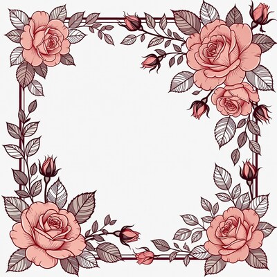 Pink Rose Frame Illustration