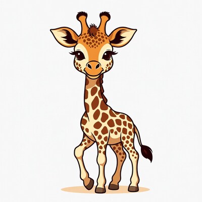 Cute cartoon baby giraffe