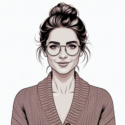 Woman with glasses and bun hairstyle