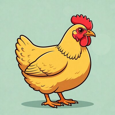 Cartoon yellow hen standing