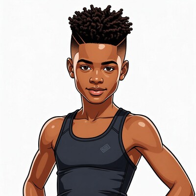 African-American boy with curly hair