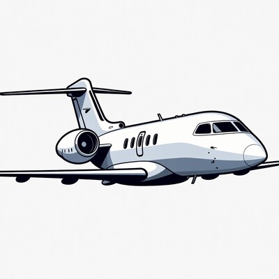 Private Jet Flying Illustration