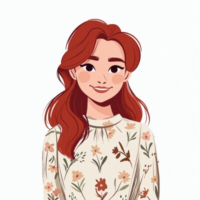 Smiling woman with red hair illustration