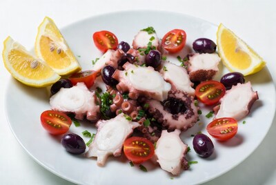 Octopus Salad with Olives Tomatoes Lemons