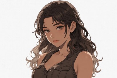 Anime girl with long brown hair