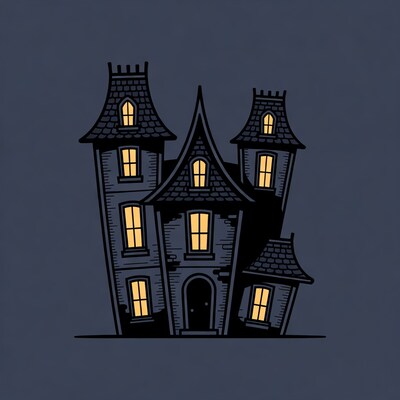 Spooky Haunted House Illustration