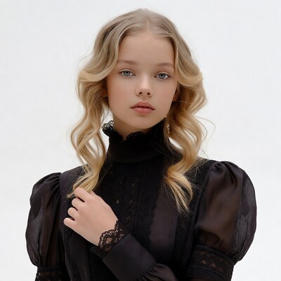 Girl in black lace dress