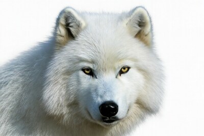 White wolf close-up portrait