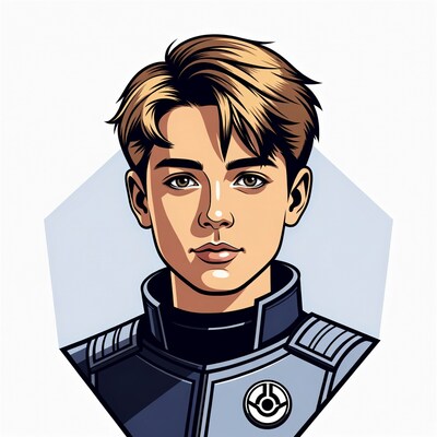 Young man in blue uniform illustration