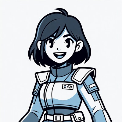 Anime girl in blue spacesuit
