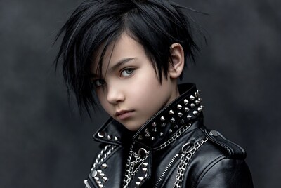 Boy in spiked leather jacket