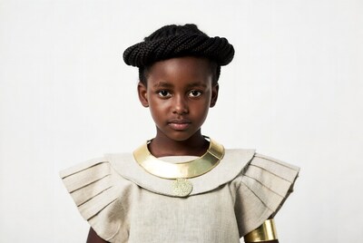 African girl with braids and gold jewelry