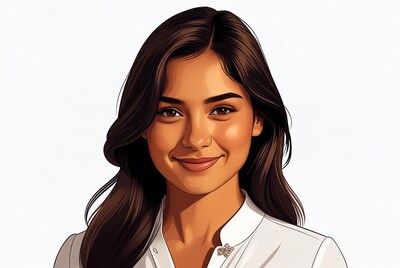 Smiling Asian woman portrait illustration