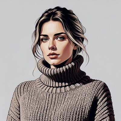 Woman in turtleneck sweater portrait