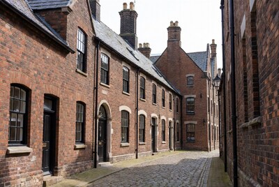 Historic Brick Terraced Houses Narrow Alley