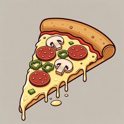 Pizza Slice with Pepperoni Mushrooms Peppers