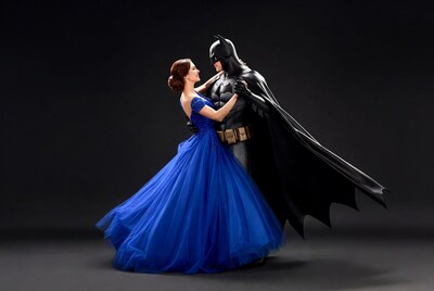Woman dancing with Batman