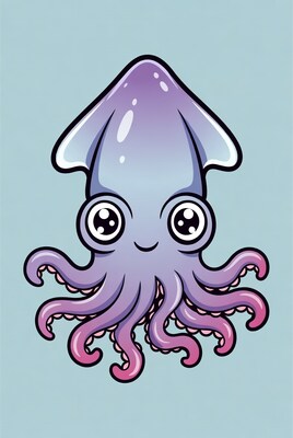 Cute purple squid illustration