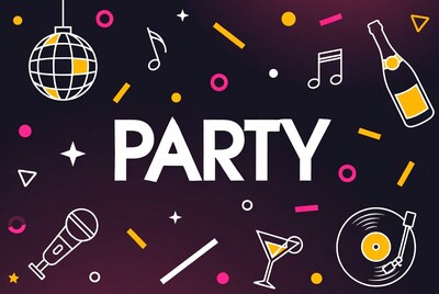 Party Illustration with Disco Ball