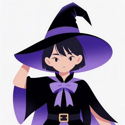 Anime girl in purple witch hat
