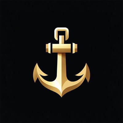 Golden Anchor on Black Background