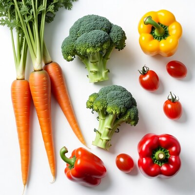 Fresh vegetables on white background