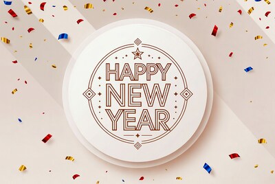 Happy New Year with Confetti
