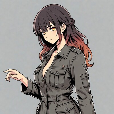 Anime girl in open jacket