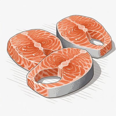 Three Salmon Fillets Illustration