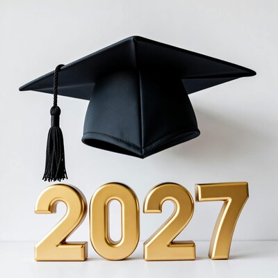 Black Graduation Cap over 2027