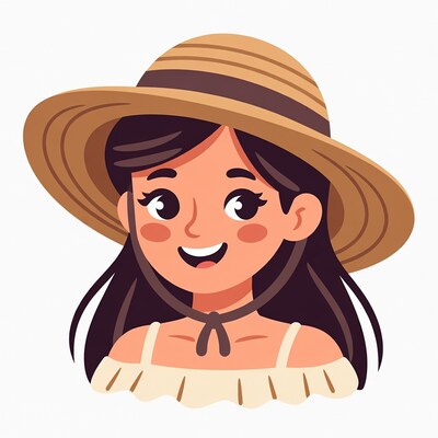 Smiling woman wearing straw hat