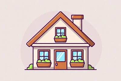 Cartoon house with flower boxes