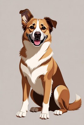 Smiling Australian Shepherd dog illustration
