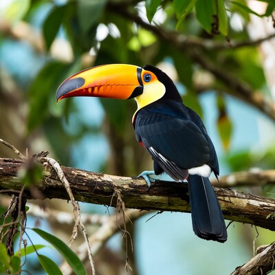Toucan perched on branch