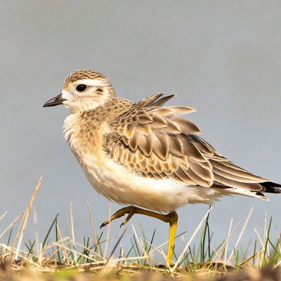 Semipalmated Plover standing in grass