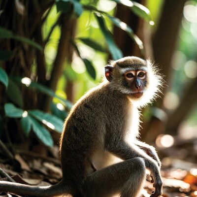 Vervet monkey sitting in jungle