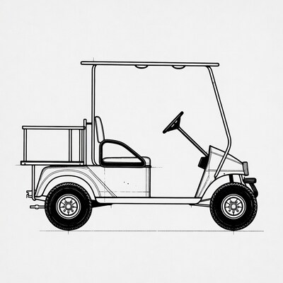 Golf cart side view line drawing