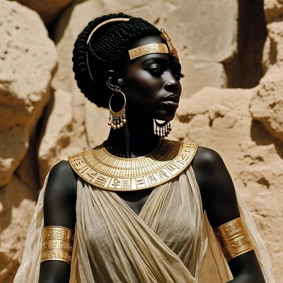 African woman in Egyptian queen attire