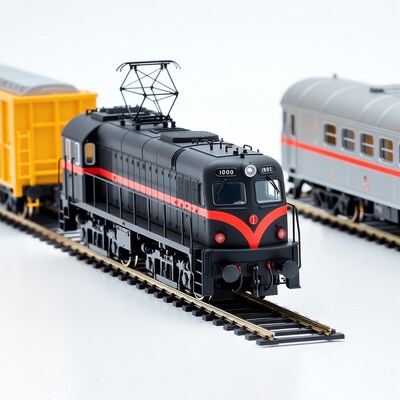 Black electric locomotive model train set