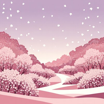 Cherry Blossom Path in Spring
