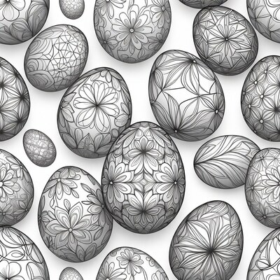 Floral Pattern Easter Eggs Illustration