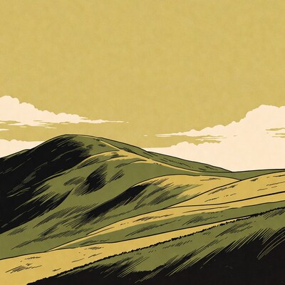 Green Hills Under Yellow Sky